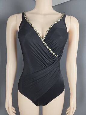 Miraclesuit Black One-Piece Swimsuit with Cream Label